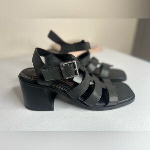 Zodiac Joleen Black Faux Leather Women’s 10 Gladiator Block Heels Sandals Y2K